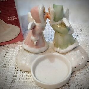 Vintage Kissing Angels Tealight Candle Holder IOB <3